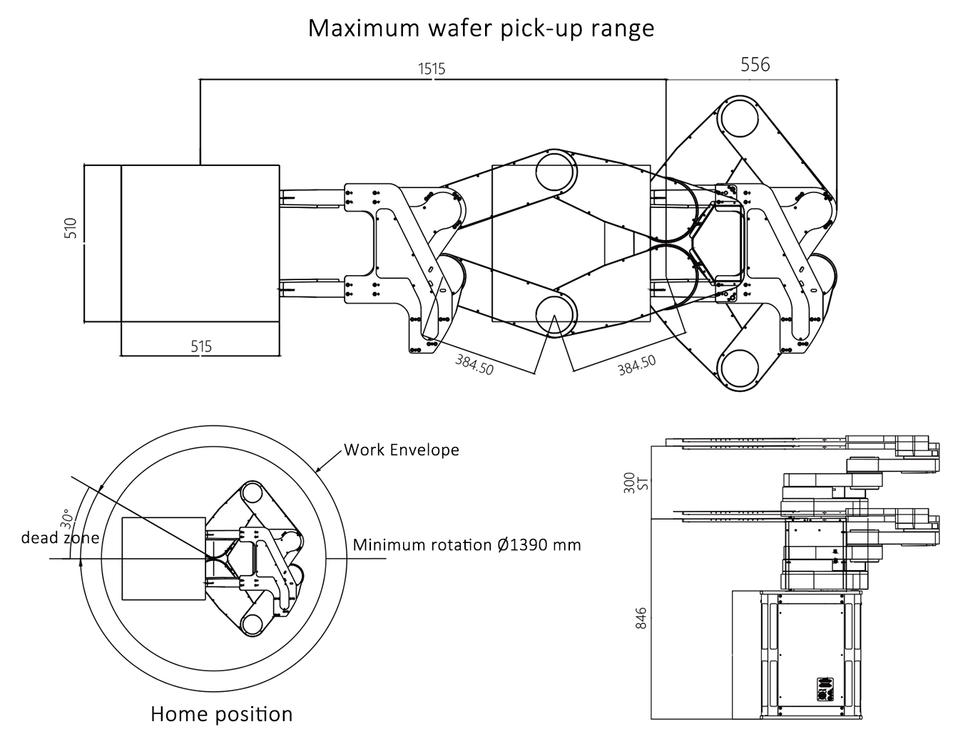 Schematic diagram of the motion range for a dual-arm robotic arm